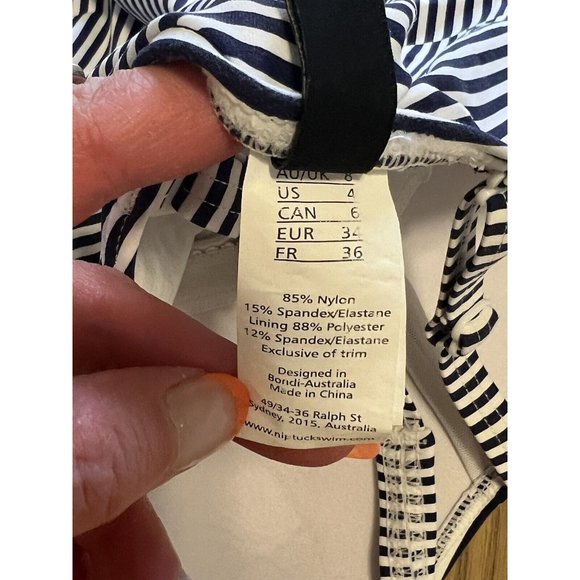 Nip Tuck Swim Navy & White One Piece Multi Fit Cup Bathing Suit USA Size 4 - Picture 10 of 16
